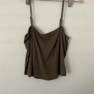 Women’s Olive Brown Ribbed Spaghetti Strap Tank Top
